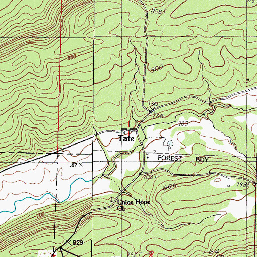 Topographic Map of Tate, AR