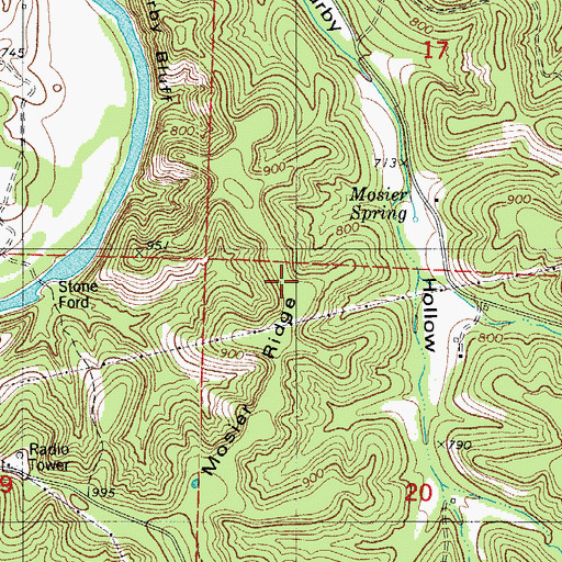 Topographic Map of Mosier Ridge, MO