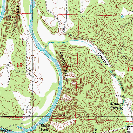 Topographic Map of Darby Bluff, MO