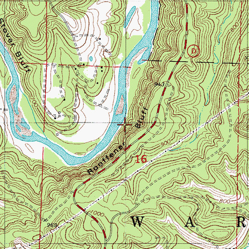 Topographic Map of Rooffener Bluff, MO