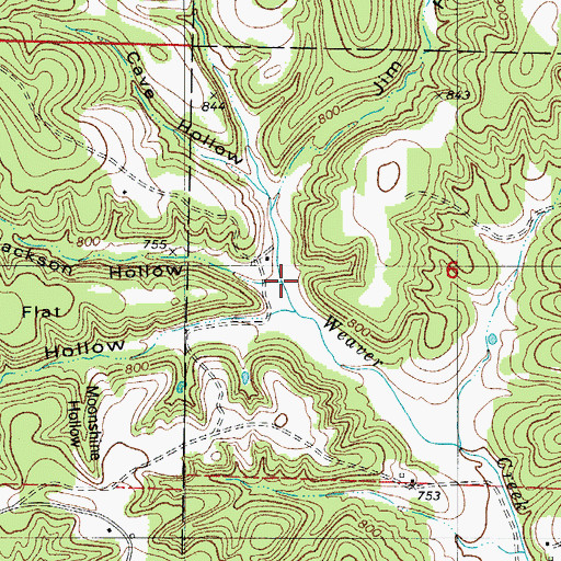 Topographic Map of Jackson Hollow, MO