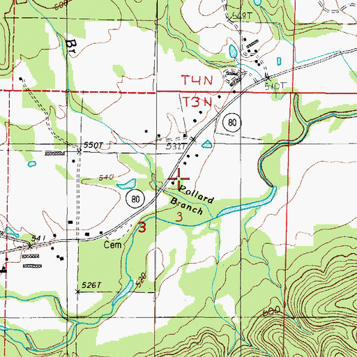 Topographic Map of Tate Town Church, AR