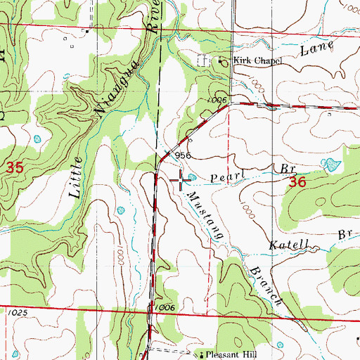 Topographic Map of Mustang Branch, MO