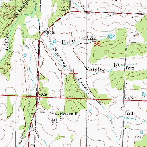 Topographic Map of Katell Branch, MO