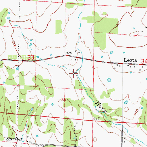 Topographic Map of Corn Creek, MO