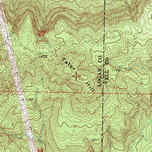 Topographic Map of Tater Hill, AR