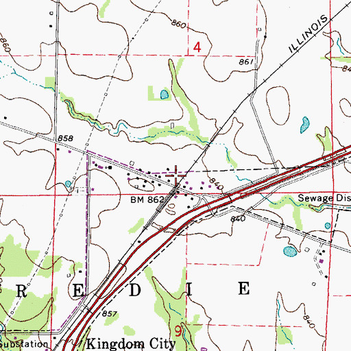 Topographic Map of McCredie, MO