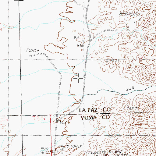 Topographic Map of Los Angeles Wash, AZ