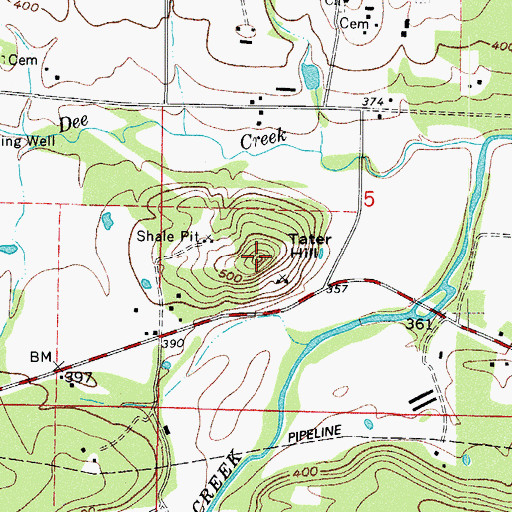 Topographic Map of Tater Hill, AR