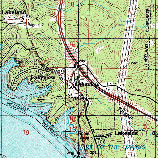 Topographic Map of Lakeview, MO