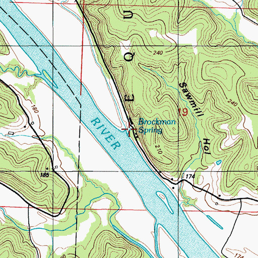 Topographic Map of Brockman Spring, MO