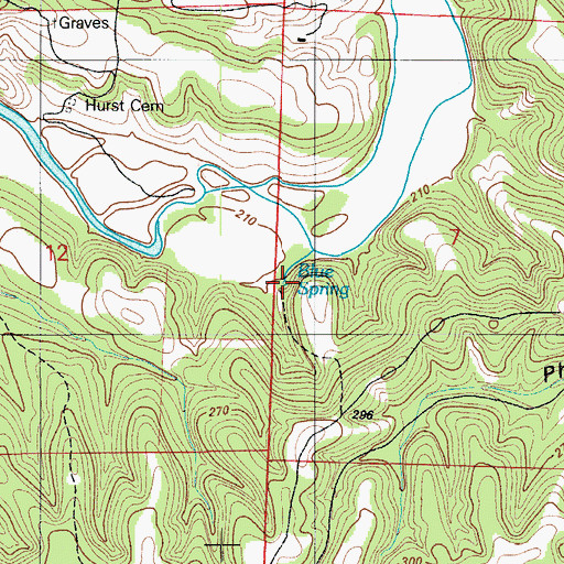 Topographic Map of Blue Spring, MO