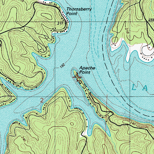Topographic Map of Apache Point, MO