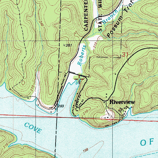 Topographic Map of Roberts Branch, MO