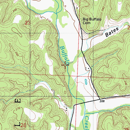 Topographic Map of Bates Hollow, MO