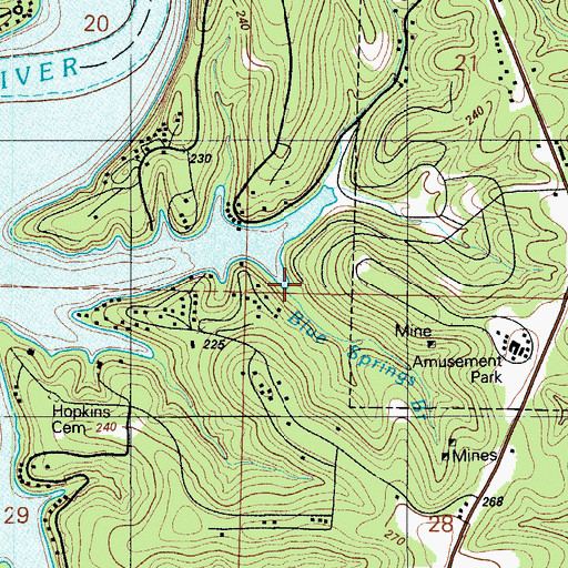 Topographic Map of Blue Springs Branch, MO