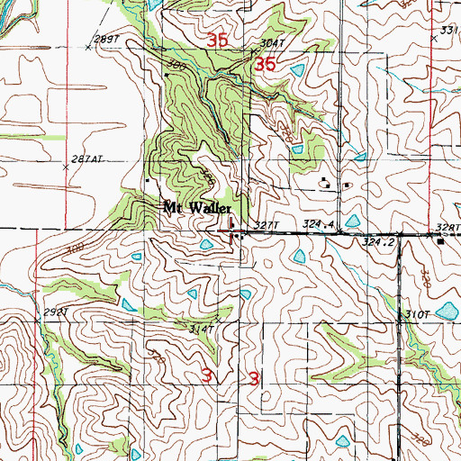 Topographic Map of Mount Waller, MO