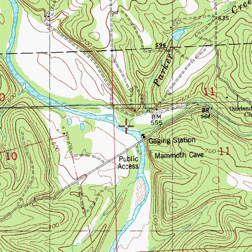 Topographic Map of Parker Creek, MO