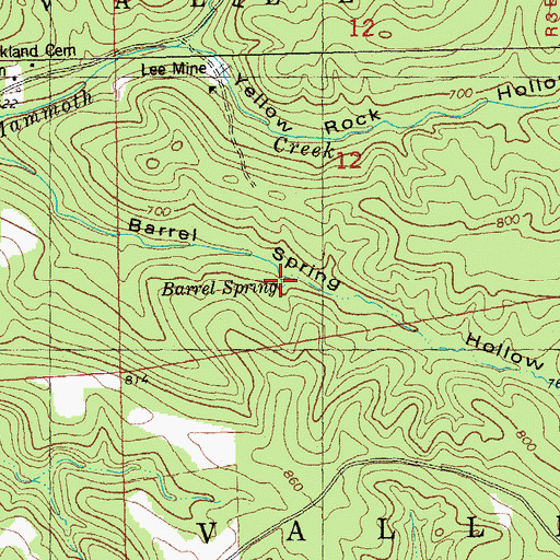 Topographic Map of Barrel Spring, MO