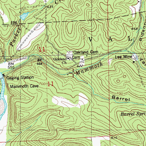 Topographic Map of Barrel Spring Hollow, MO