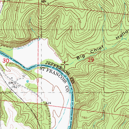 Topographic Map of Big Chief Hollow, MO