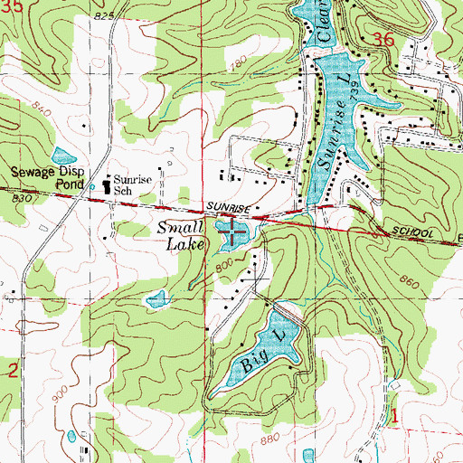 Topographic Map of Small Lake, MO