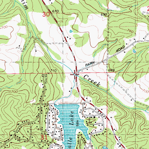 Topographic Map of Fletcher Branch, MO