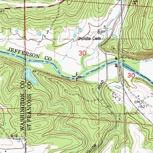 Topographic Map of Wilson Hollow, MO