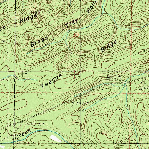 Topographic Map of Teague Ridge, AR