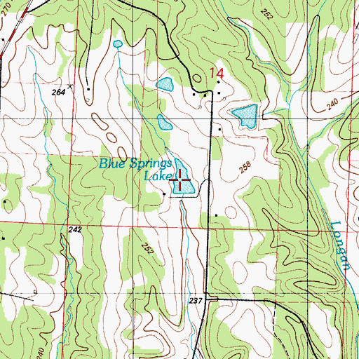 Topographic Map of Blue Springs Lake, MO
