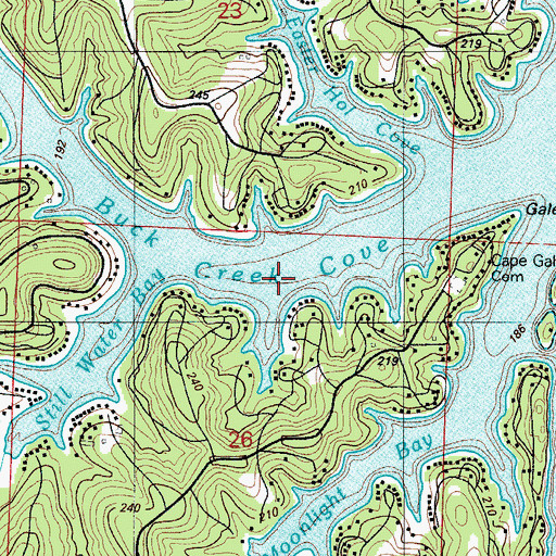 Topographic Map of Buck Creek Cove, MO