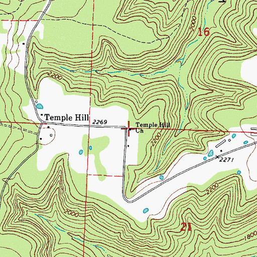 Topographic Map of Temple Hill Church, AR