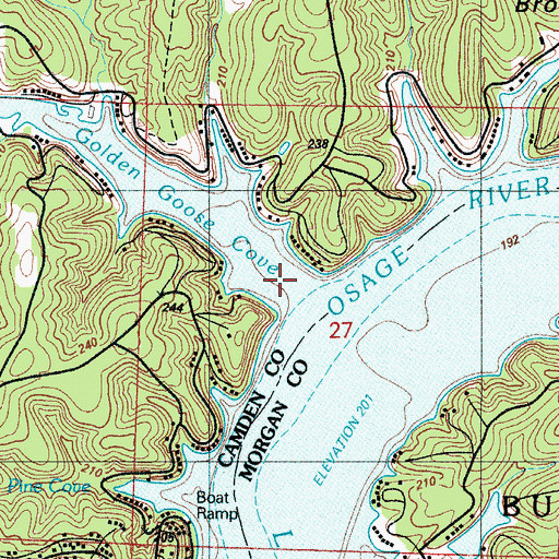 Topographic Map of Golden Goose Cove, MO