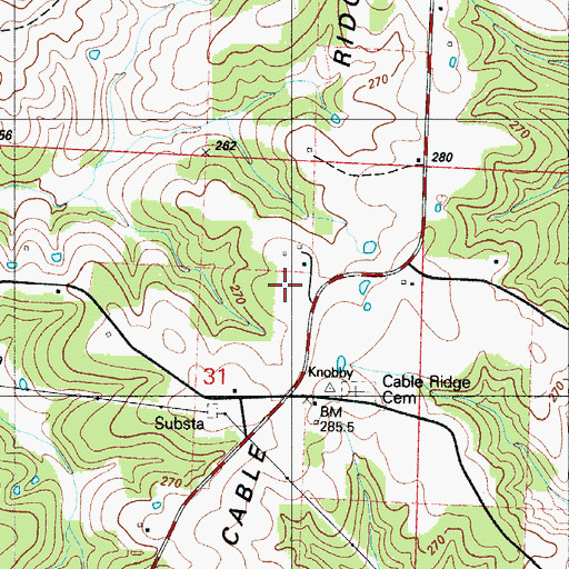 Topographic Map of Cable Ridge, MO