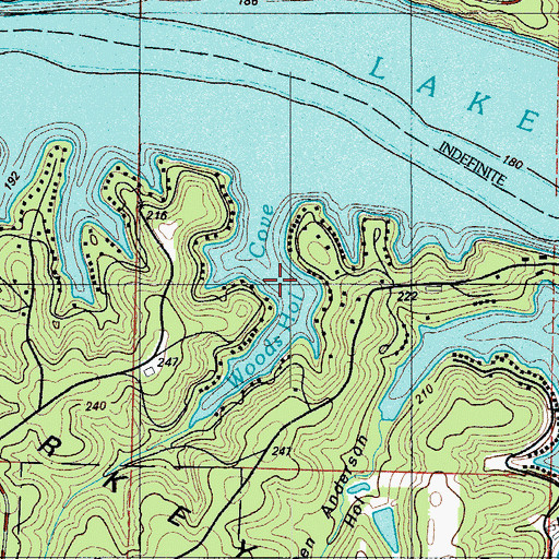 Topographic Map of Woods Hollow Cove, MO