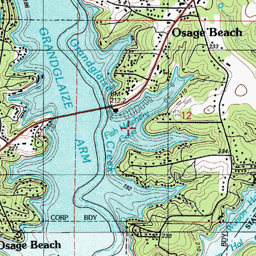 Topographic Map of Fish Hatchery Cove, MO