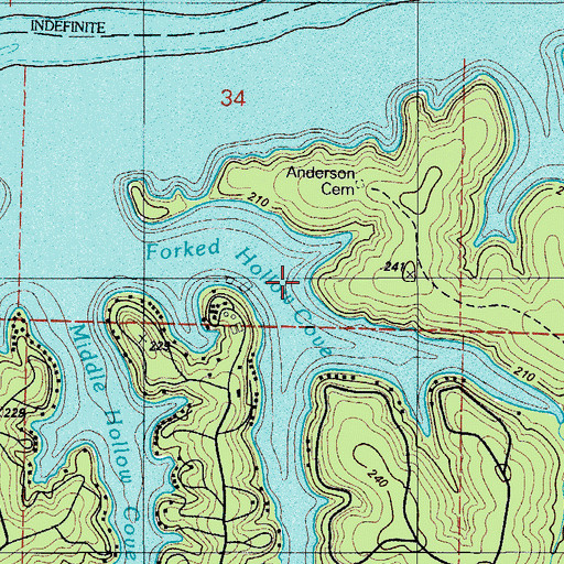 Topographic Map of Forked Hollow Cove, MO
