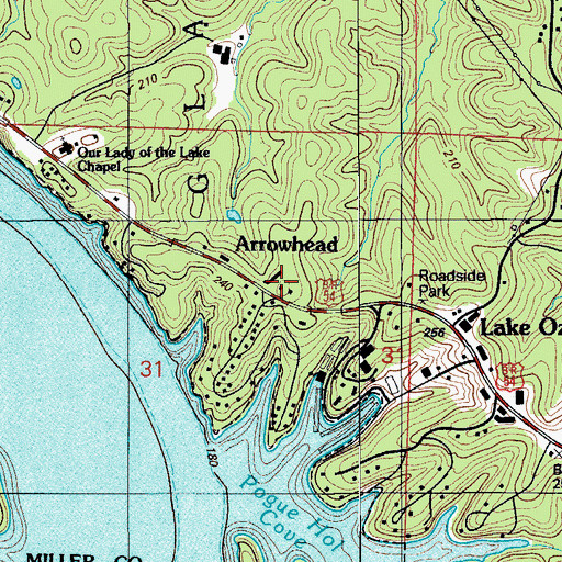 Topographic Map of Arrowhead, MO