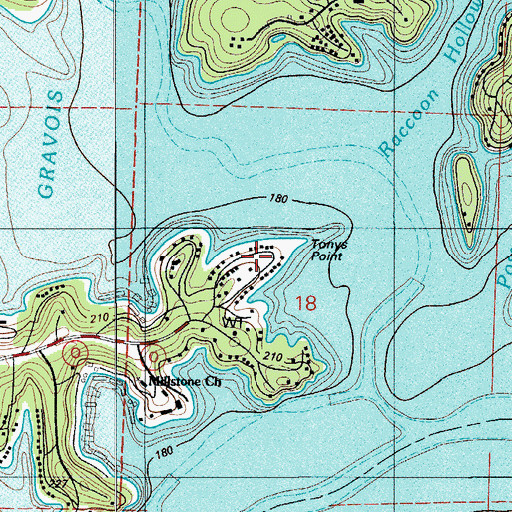 Topographic Map of Tonys Point, MO