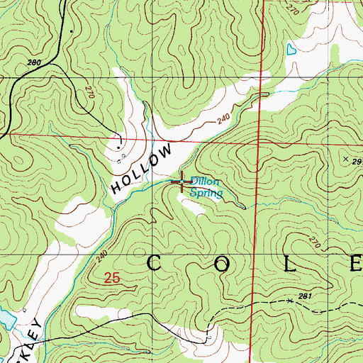 Topographic Map of Dillon Spring, MO
