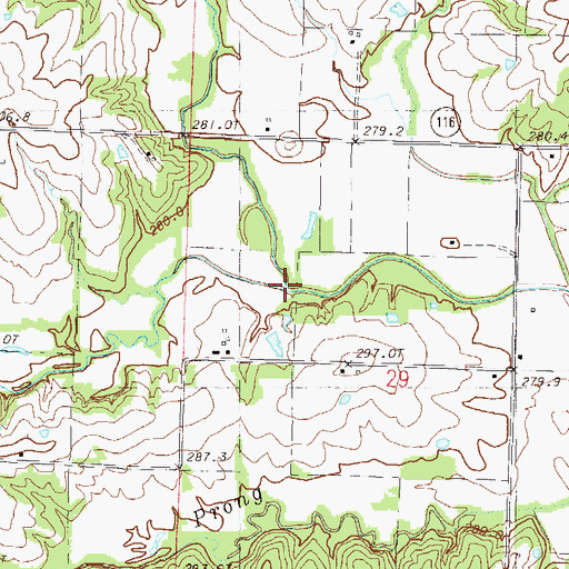 Topographic Map of Stevenson Creek, MO