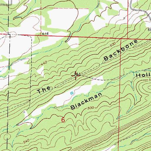 Topographic Map of The Backbone, AR