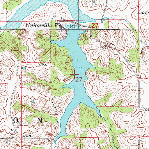 Topographic Map of Unionville Reservoir, MO