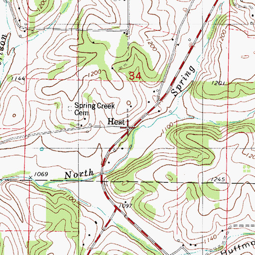 Topographic Map of Hest, MO