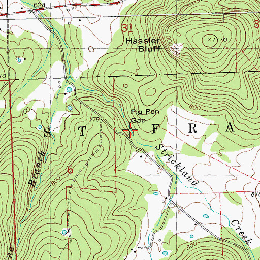 Topographic Map of Pig Pen Gap, MO