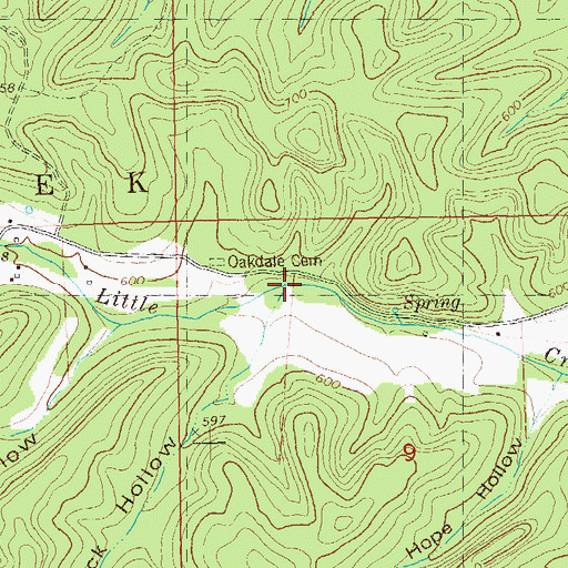 Topographic Map of Buck Hollow, MO
