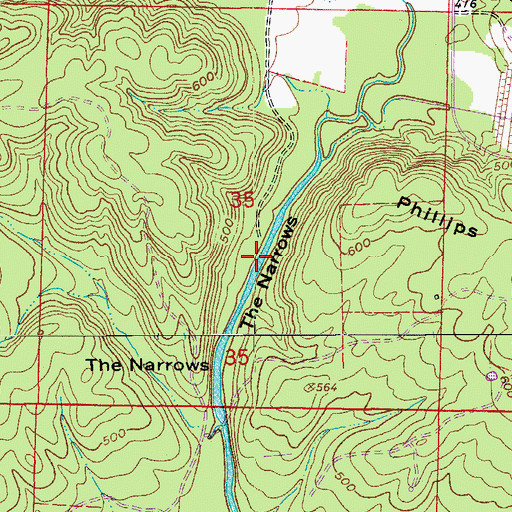 Topographic Map of The Narrows, AR