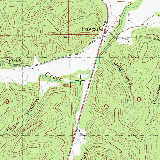 Topographic Map of Thirtythree Hollow, MO