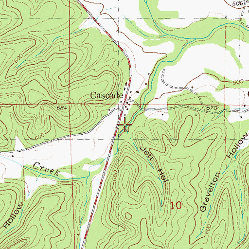 Topographic Map of Jett Hollow, MO