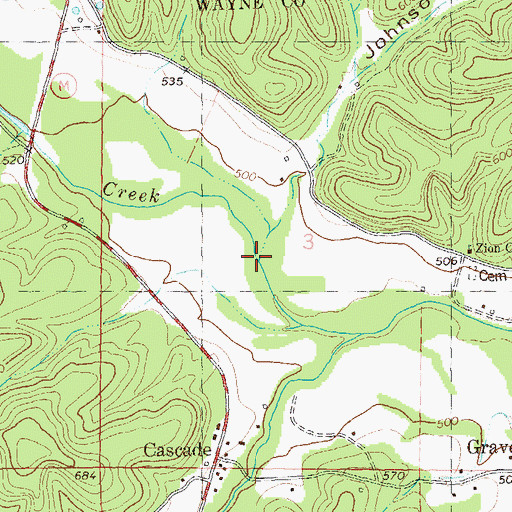 Topographic Map of Johnson Hollow, MO